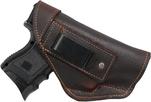 Miniatura 2 de Barsony Funda IWB de cuero marrón + funda para cargador compacta, subcompacta de 0.354 in, 40 y 45