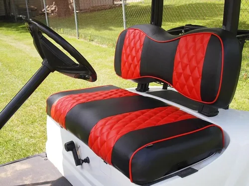 Miniatura 2 de Huskey - 4 fundas de asiento delantero y trasero para carrito de golf EZGO Freedom TXT 2014+, Valor Custom de dos tonos negro/rojo con ribete rojo