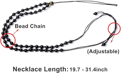Miniatura 9 de ASGIFT Collar de la suerte de obsidiana, dije de protección de amuleto de piedra de poder con cadena de cuentas ajustable, cristal curativo, regalo