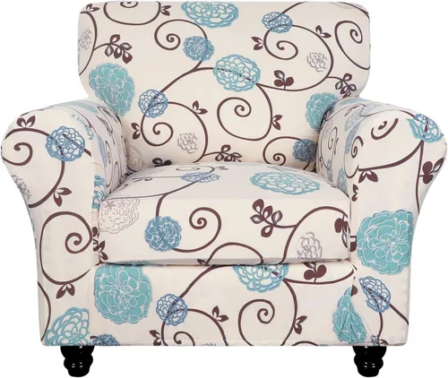 Miniatura 19 de SearchI Funda elástica para sofá con estampado, Fundas para sofá con diseño floral, 2 piezas de funda elástica para sillón con funda de cojín