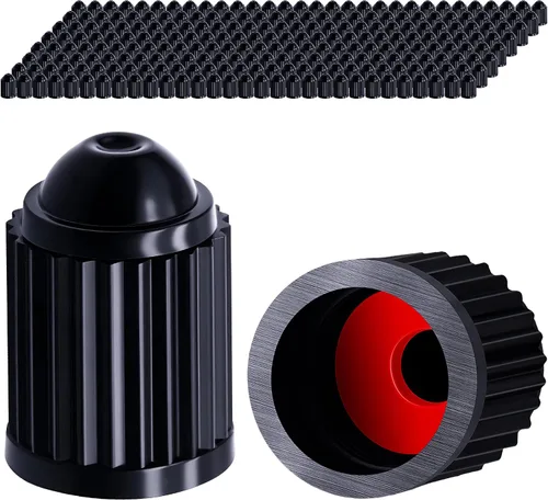 Miniatura 55 de 30 piezas de tapas de vástago de válvula de neumático TPMS, tapas de vástago de válvula de rueda de plástico negro para TR20008 TPMS, tapas
