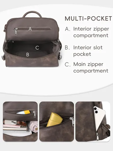 Miniatura 5 de CLUCI Mochila Bolso para Mujeres de Cuero PU Antirrobo Grande de Diseñador de Moda Bolsa de Viaje Bolsos de Hombro para Damas Purse, Fashion