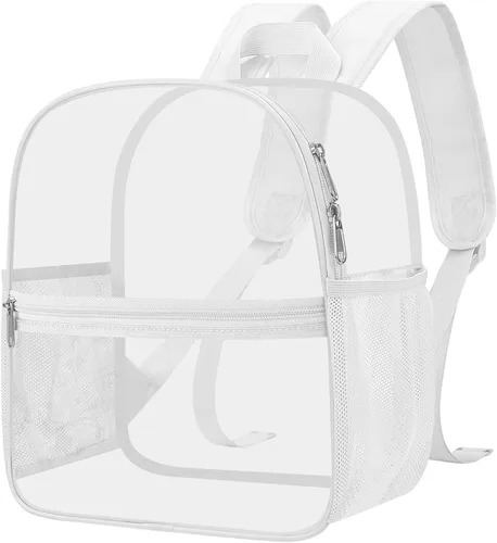Miniatura 10 de Mochila transparente Oraben para eventos de estadio, mochila transparente para estadio 12x6x12, Blanco, Pequeño