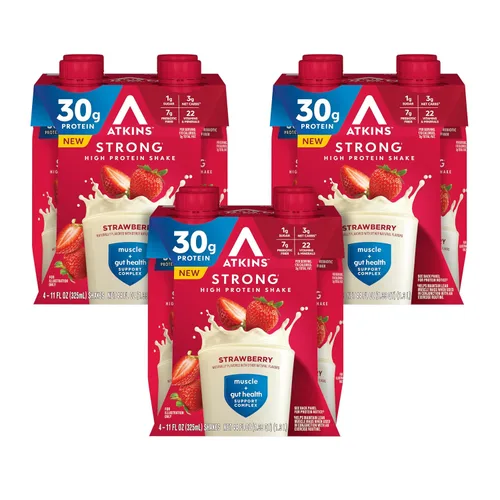 Miniatura 10 de Atkins - Batido Fuerte de Alta Proteína, Sabor Café Laté, 30g de Proteína, 7g de Fibra Prebiótica, Apoyo para la Salud Muscular y del Intestino