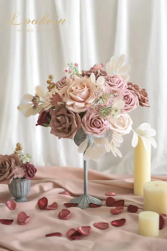 Miniatura 4 de Lookein Flores Artificiales para Decoración de Boda DIY, Ramo de Novia, Centros de Mesa, Coronas de Flores, Flores de Pasillo, Decoración del Hogar