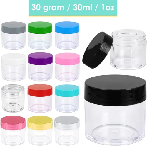 Miniatura 6 de Beauticom 12 recipientes transparentes redondos de acrílico de 1 onza con tapa superior plana, para cremas, lociones, maquillajes, cosméticos