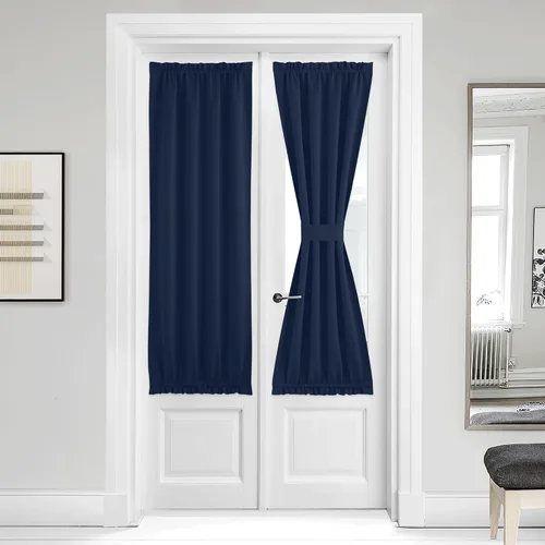Miniatura 139 de NICETOWN Cortinas opacas unicolor con aislamiento térmico para puerta francesa, granja, oscurecimiento de habitación, puertas y ventanas de Marrón