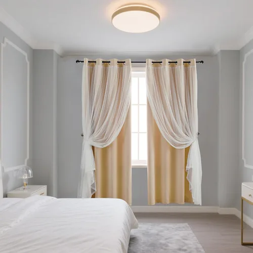 Miniatura 5 de indistar Cortinas Oscuras para el Hogar de Doble Capa con Capa Sólida y Transparente, Par de Paneles de Cortina con Ojales en la Parte Superior, 52