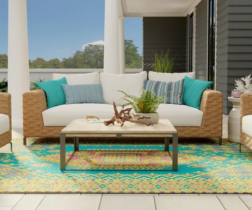 Miniatura 3 de Mad Mats Alfombra para Exteriores, Tapete de Plástico Reversible para Patio, Porche, Terraza, Cocina y Baño, Turco, 6' x 9', Aqua