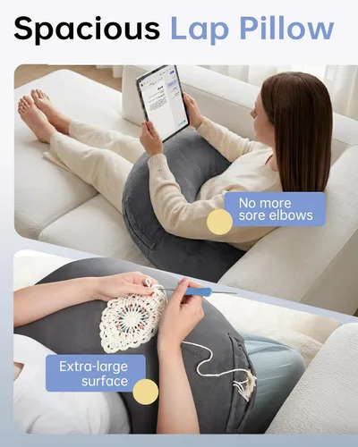 Miniatura 3 de ENITYA U-Shaped Ergonomic Reading & Gaming Pillow with Arm Elbow Support for Adults Kids, Bed Rest Pillow for Crocheting, Knitting & Working