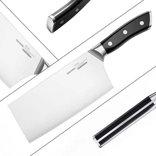 Miniatura 3 de OAKSWARE Cuchillo de carnicero chino de 7 pulgadas, cuchillo de cortar chino, acero alemán y mango ergonómico de ABS, cuchillo afilado para cortar