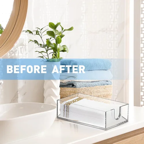 Miniatura 5 de Layhit Paquete de 4 soportes para toallas de papel acrílico, dispensador de servilletas de baño, servilletas de baño, soporte desechable