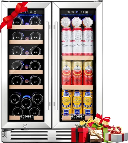 Miniatura 11 de BODEGA Refrigerador de bebidas negro, enfriador de vino y bebidas de doble zona de 24 pulgadas debajo del mostrador, refrigerador de bebidas