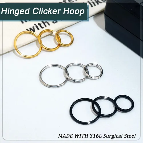 Miniatura 3 de Nose Rings Hoop and Nose Studs Sets for Women Men,Hypoallergenic 316L Surgical Stainless Steel Hinged Clicker Segment Nose Rings Hoop Helix