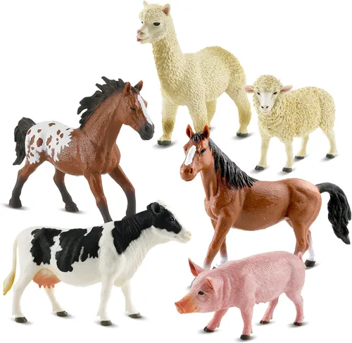 Zippytots 6 piezas Juguetes de Animales de Granja para Niños 3-5 Figuras de Animales de Granja de Plástico Realistas Juguetes Educativos de