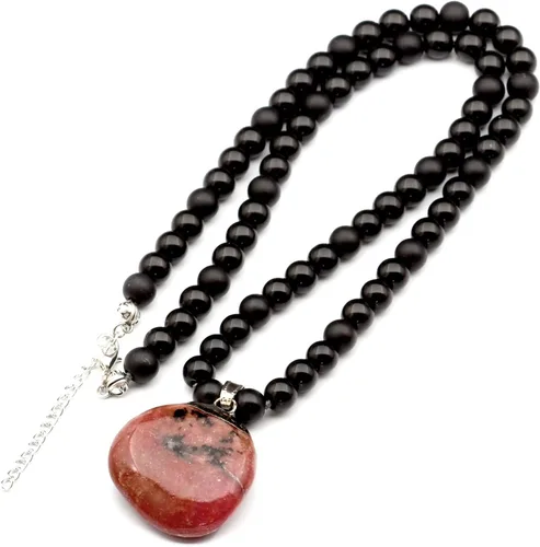 Miniatura 163 de Colgante de turmalina cruda natural, Collar de cuentas de ónix negro genuino, Collar de piedra negra, Collar de piedras preciosas, Cuentas de 0.315