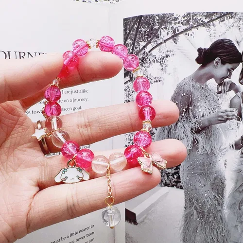 Miniatura 3 de CJIAYUJEW Cute Bracelet Crystal Pearl Bracelets, Anime Elastic Stretch Crystal Bead Bracelet Lovely Cartoon Elastic Beaded Bracelets for Women