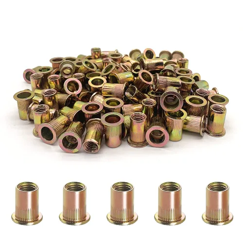 Miniatura 14 de 50 tuercas de remache, kit surtido de tuercas de remache métricas de acero al carbono M10, surtido de tuercas roscadas de cabeza plana, para Amarillo