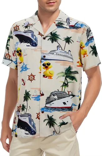 Miniatura 170 de Camisa hawaiana para hombre, con estampado floral, cómoda, con botones, casual, manga corta, ropa de playa para hombre
