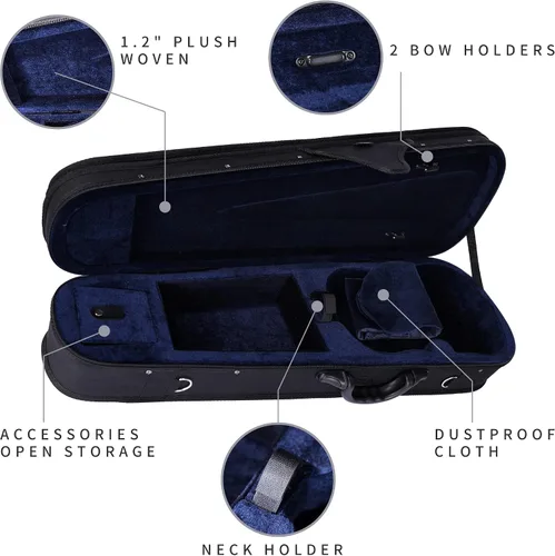 Miniatura 5 de Estuche básico, profesional, rígido, liviano, con forma triangular, para violín, de la marca ADM , Talla full