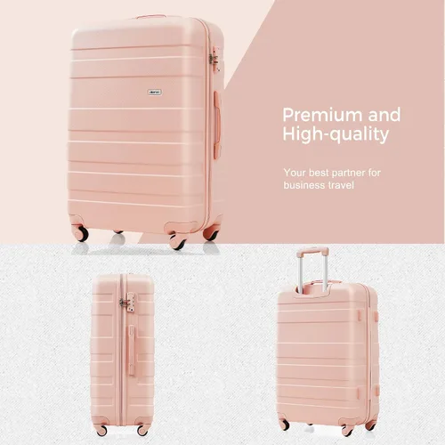 Miniatura 5 de Merax 3 piezas expandible Abs Hardshell Equipaje Sets Spinner Wheel Maleta TSA Lock Suit Case, Rosa (All Pink), Juego de equipaje de 3 piezas