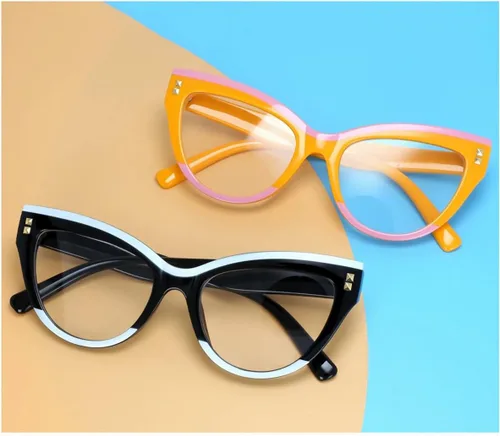 Miniatura 6 de Gafas de montura media Retro con lentes semi sin borde transparentes con bloqueo de luz azul para hombres y mujeres, 3 Pack Mix
