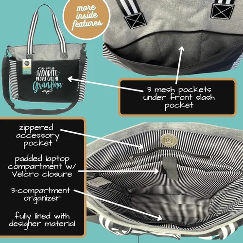 Miniatura 13 de Brooke & Jess Designs Bolso de mano para la abuela – Bolso de lona resistente con cremallera y bolsillo interior para la abuela para uso diario