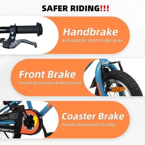 Miniatura 4 de ACEGER Bicicleta para niños de 2 a 10 años, estilo BMX, para niños y niñas de 2 a 10 años, bicicleta para niños de 12, 14 y 16 pulgadas, con ruedas