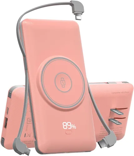 Miniatura 13 de Cargador portátil magnético de 10000 mAh para iWatch e iPhone, banco de energía inalámbrico de carga rápida USB C de 22.5W con cables integrados