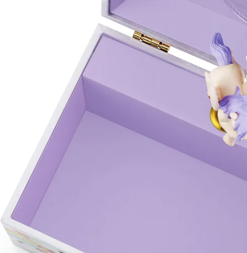 Miniatura 5 de RR ROUND RICH DESIGN Caja de almacenamiento de joyas musicales con purpurina y juego de joyas para niñas pequeñas con unicornio giratorio y arco