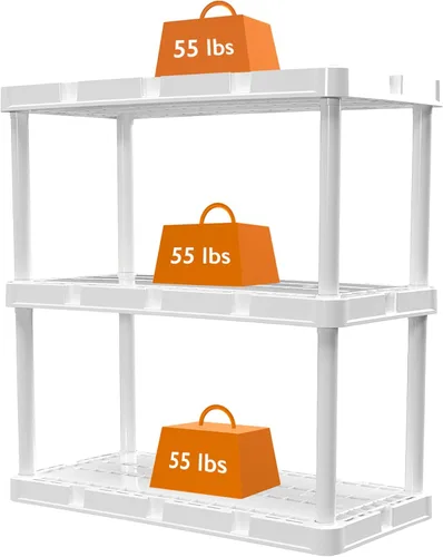 Miniatura 9 de Gracious Living Knect-A-Shelf - Paquete de 3 estantes de almacenamiento ligeros, organizador ventilado de 3 estantes para el hogar, garaje, sótano