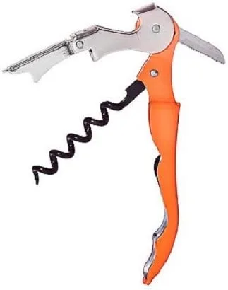 Miniatura 2 de Sacacorchos naranja doble bisagra servidor/camareros llave de vino #CH004-ORG