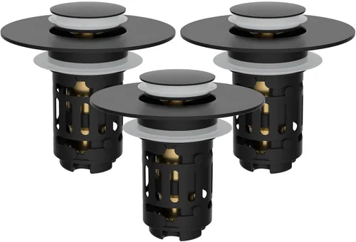 Miniatura 27 de Hibbent Colador de drenaje de lavabo de baño 3 en 1 mejorado, tapón universal desplegable con cesta de filtro de acero inoxidable extraíble atrapa