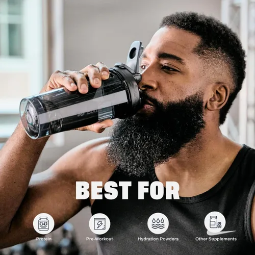 Miniatura 5 de BlenderBottle - Botella agitadora Pro Series ideal para batidos de proteínas y preentrenamiento, 32 onzas, color negro