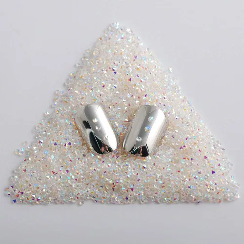 Miniatura 2 de 5000 cuentas de diamantes de imitación de cristal de diamante ultra mini de 0.044 pulgadas con parte trasera plana, cristales iridiscentes, brillo