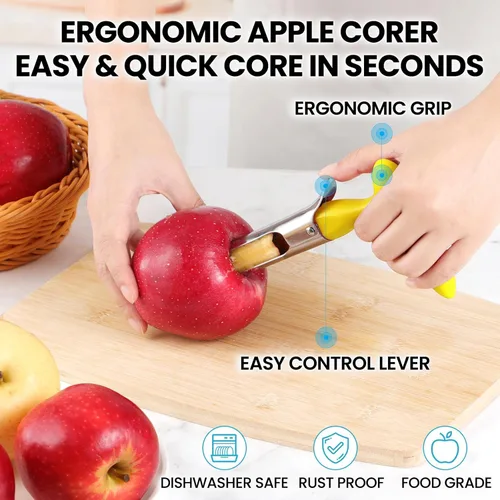 Miniatura 2 de SCHVUBENR Herramienta Premium para Descorazonar Manzanas - Fácil de Usar y Limpiar - Sólido Removedor de Núcleo de Manzana con Serradura Afilada