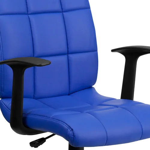 Miniatura 8 de Flash Furniture - Silla giratoria de respaldo medio de vinilo, acolchada, color negro Azul