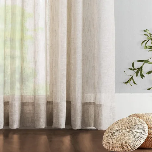 Miniatura 4 de Cortinas traslúcidas beige de 54 pulgadas de largo, cortinas plisadas de lino sintético para ventana, 26 pulgadas de ancho x 54 pulgadas de largo