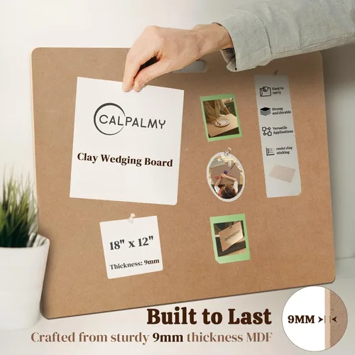 Miniatura 3 de Calpalmy Tabla de aplastamiento de arcilla con cómodo asa incorporada - Tabla de arcilla portátil de 12 x 18" para cerámica, manualidades de arcilla