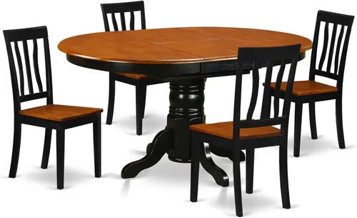 Miniatura 13 de East West Furniture AVAT7-BLK-W Juego de mesa de comedor moderno de 7 piezas consta de una mesa de madera ovalada con hoja de mariposa y 6 sillas