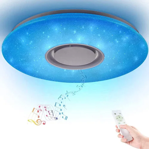 Miniatura 13 de Lámpara de techo con música WiFi mejorada con altavoz Bluetooth y control remoto, lámpara de techo regulable de 15 pulgadas compatible con Alexa