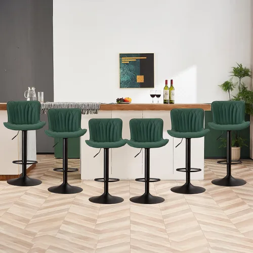Miniatura 13 de YOUNIKE Juego de 2 taburetes de bar marrones modernos giratorios de altura de mostrador con respaldo alto ajustable para cocina, taburetes de bar