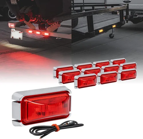 Miniatura 30 de TRUE MODS 2 piezas 2.5" Luz LED roja para remolque con bisel negro [DOT FMVSS 108] [SAE P2PC] [montaje superficial] [impermeable IP67] luces de Rojo