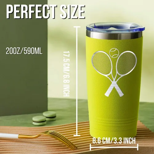Miniatura 3 de Onebttl Regalos personalizados de tenis para mujeres, amantes del tenis, hombres, vaso de acero inoxidable de 20 onzas para Navidad, cumpleaños