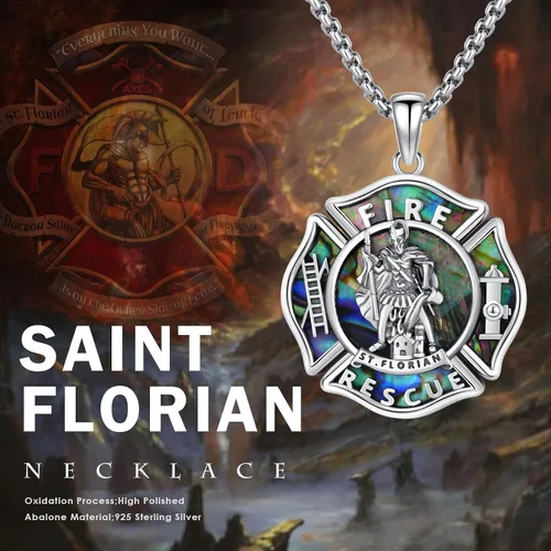 Miniatura 534 de Collar con colgante de plata de ley 925 con medalla de San Patrón, joyería religiosa para hombres y mujeres, con cadena de acero inoxidable 316L