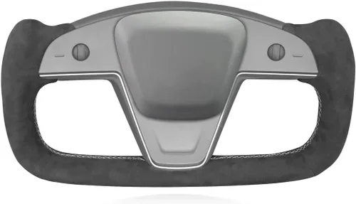 Miniatura 17 de MEWANT Funda de Volante de Athsuede con Costura Manual en Negro 9040 para Tesla Model S Yoke 2021-2023 Model X 2021-2023