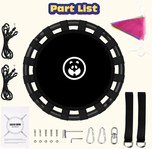 Miniatura 8 de HeyZoo Columpio de platillo de 48 pulgadas para niños y adultos, capacidad de peso de 900 libras, juego de columpio de árbol resistente para patio