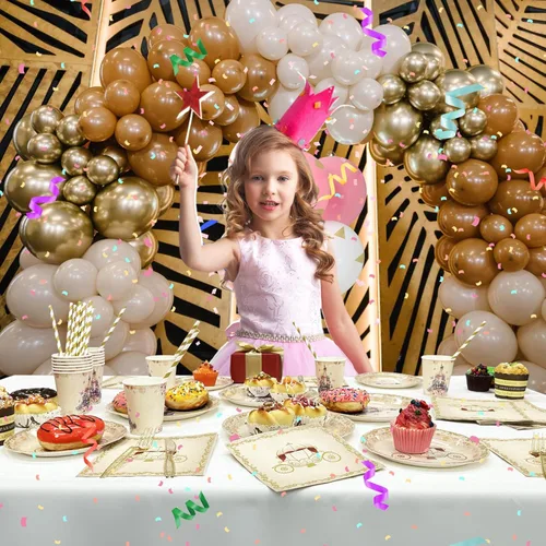 Miniatura 6 de AIBIIN 112 PCS Platos de Fiesta de Princesa, Decoraciones de Cumpleaños de Princesa, Juego de Vajilla de Fiesta de Princesa de Érase Una Vez