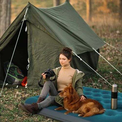 Miniatura 7 de Colchón de aire de camping de tamaño completo con bomba de pie incorporada, cama inflable inflable colchón colchón para dormir