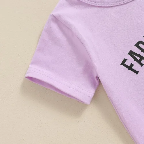 Miniatura 74 de fhutpw Conjunto de camiseta de manga corta con estampado de vaca y pantalones acampanados de dibujos animados para niñas